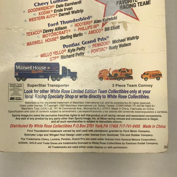 Matchbox Racing Super Stars Davey Allison #28 Havoline Ford Thunderbird 1:64 Car - Picture 7 of 9